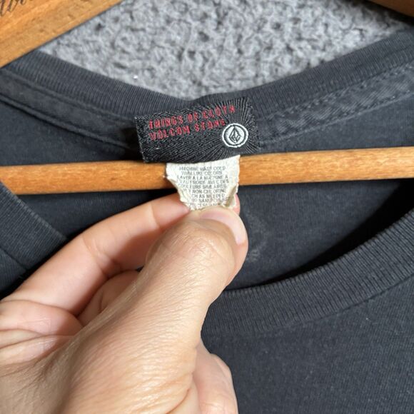 Vintage Volcom Mens L Black T Shirt Y2K Skate Save The Boobs Swag Era Boobies - Picture 10 of 10